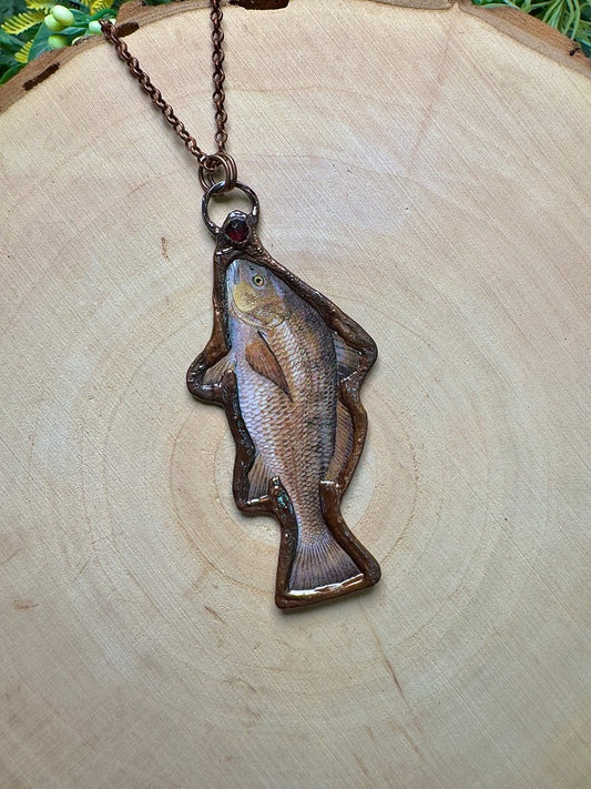 Black Drum and Garnet Necklace | Copper Ashes