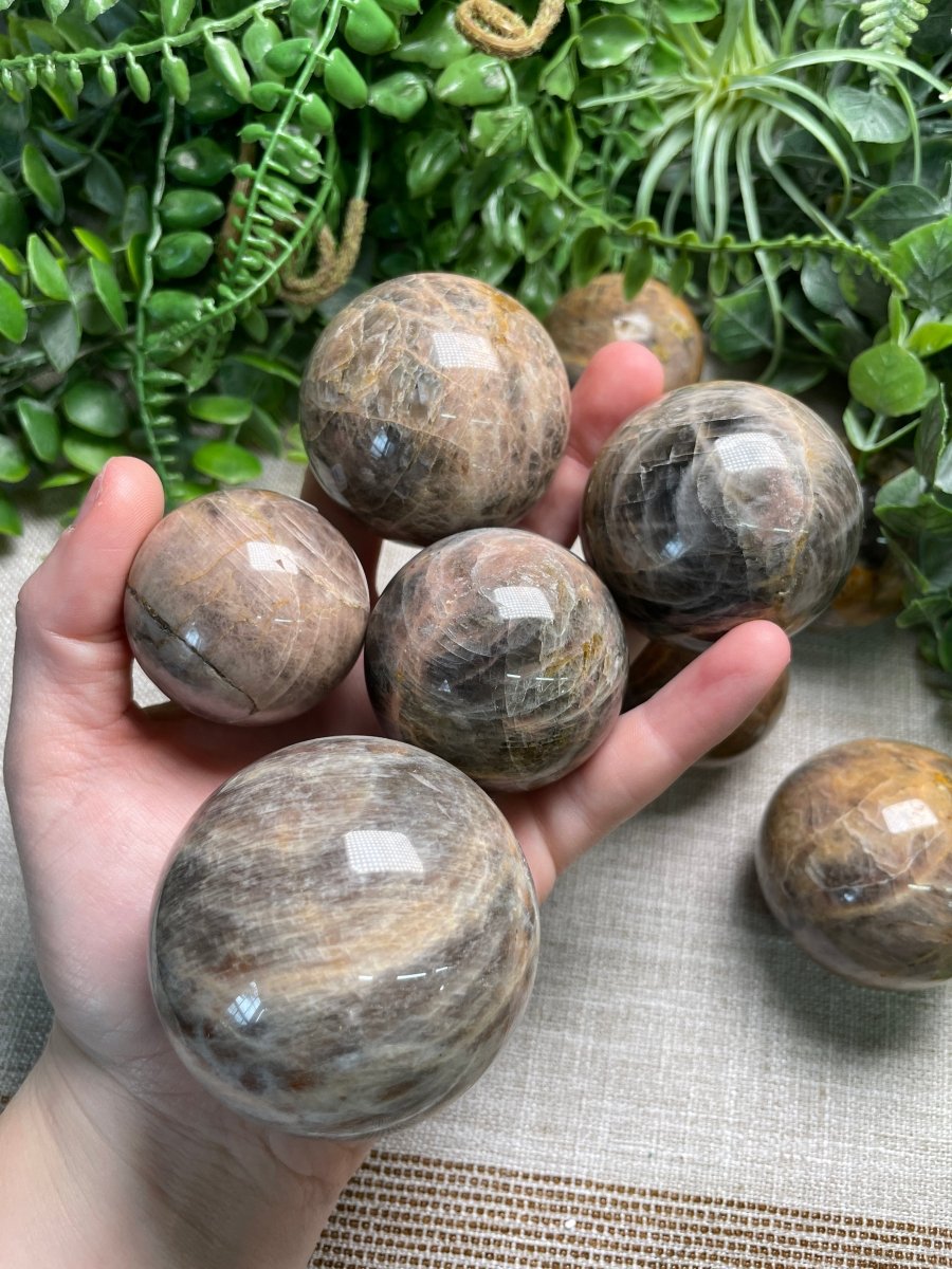 Black Moonstone Sphere | Copper Ashes