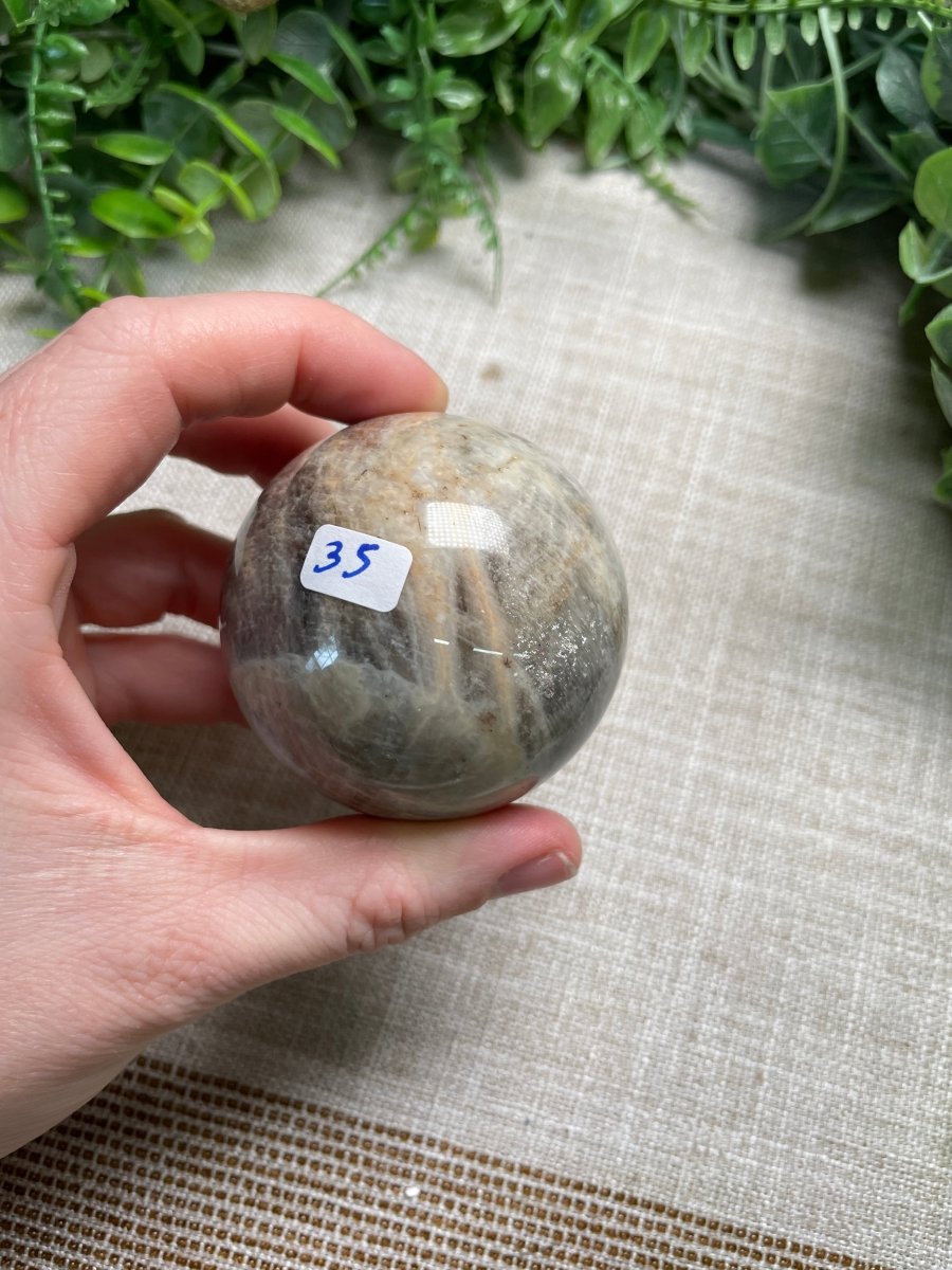 Black Moonstone Sphere | Copper Ashes