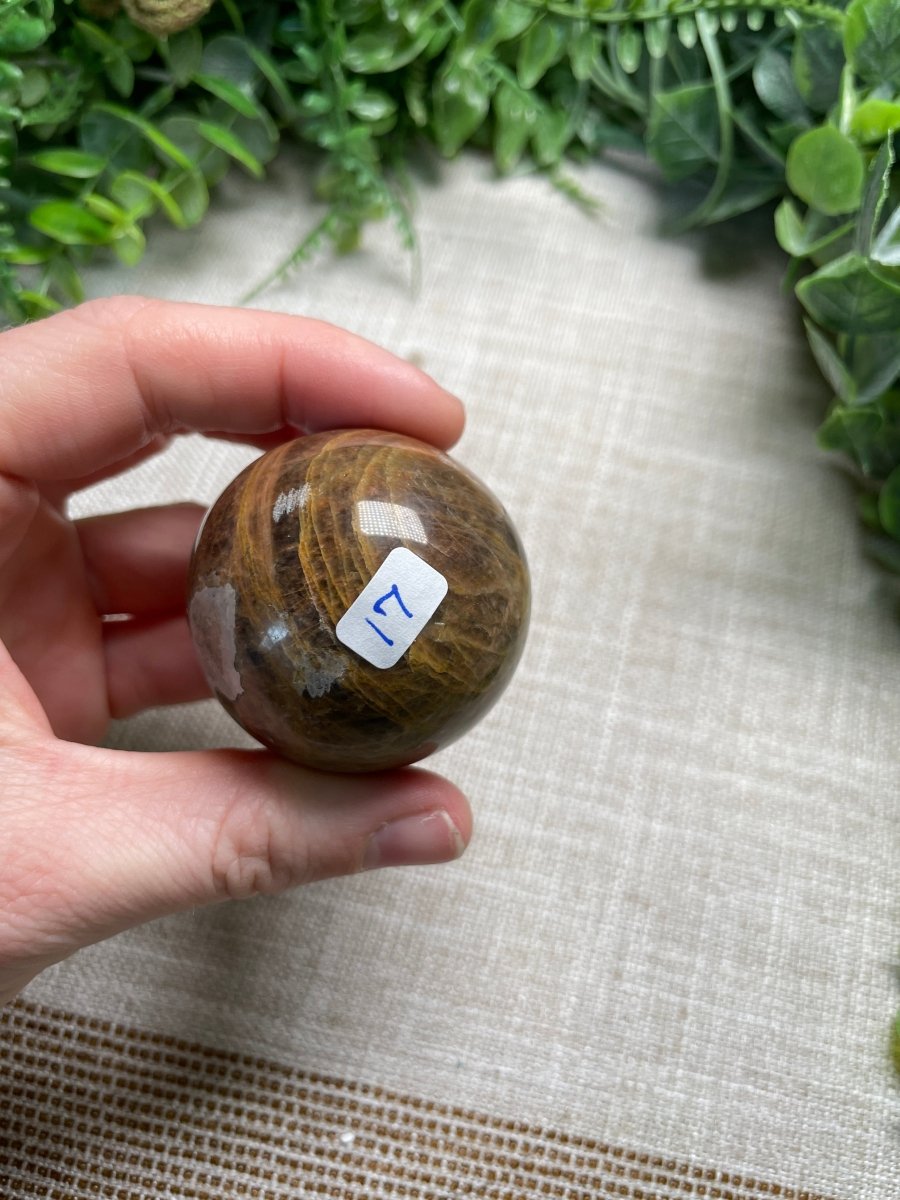 Black Moonstone Sphere | Copper Ashes