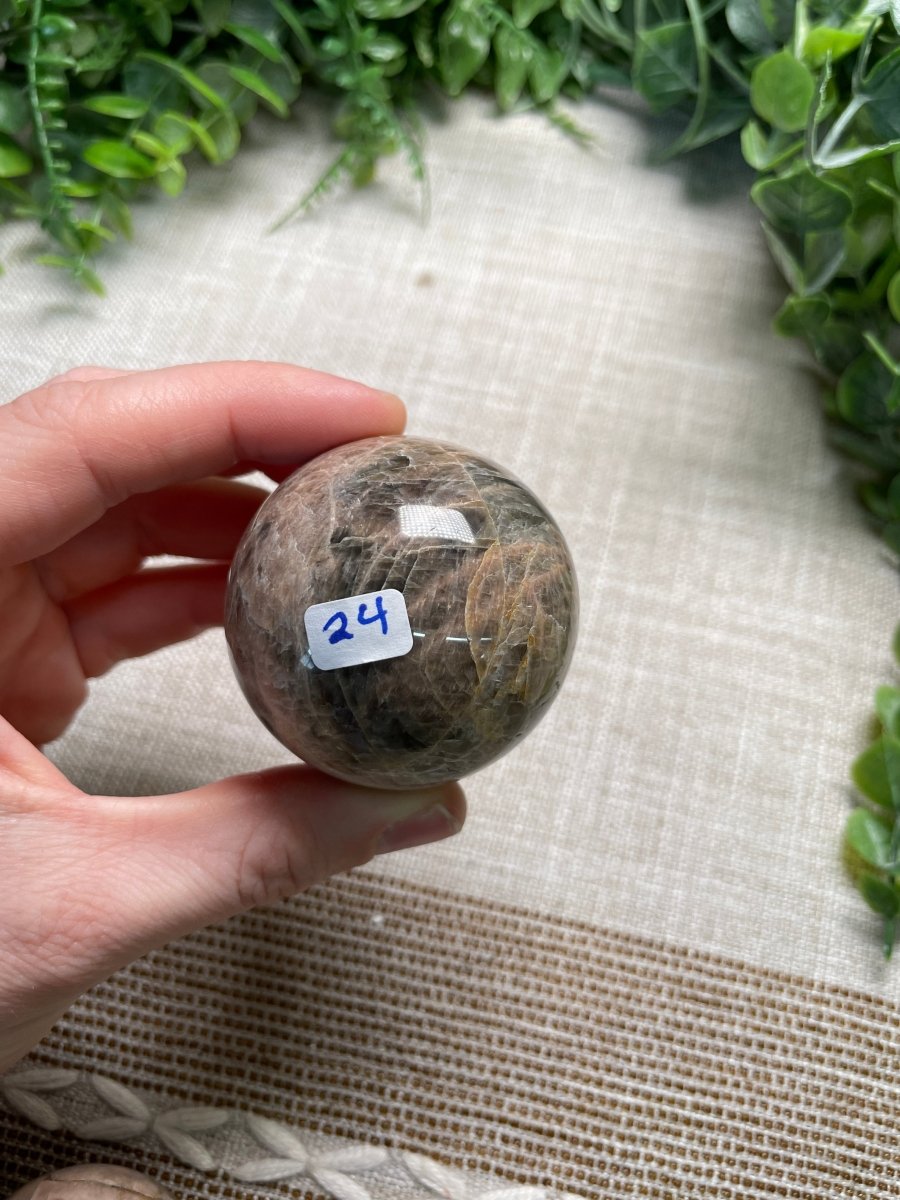 Black Moonstone Sphere | Copper Ashes