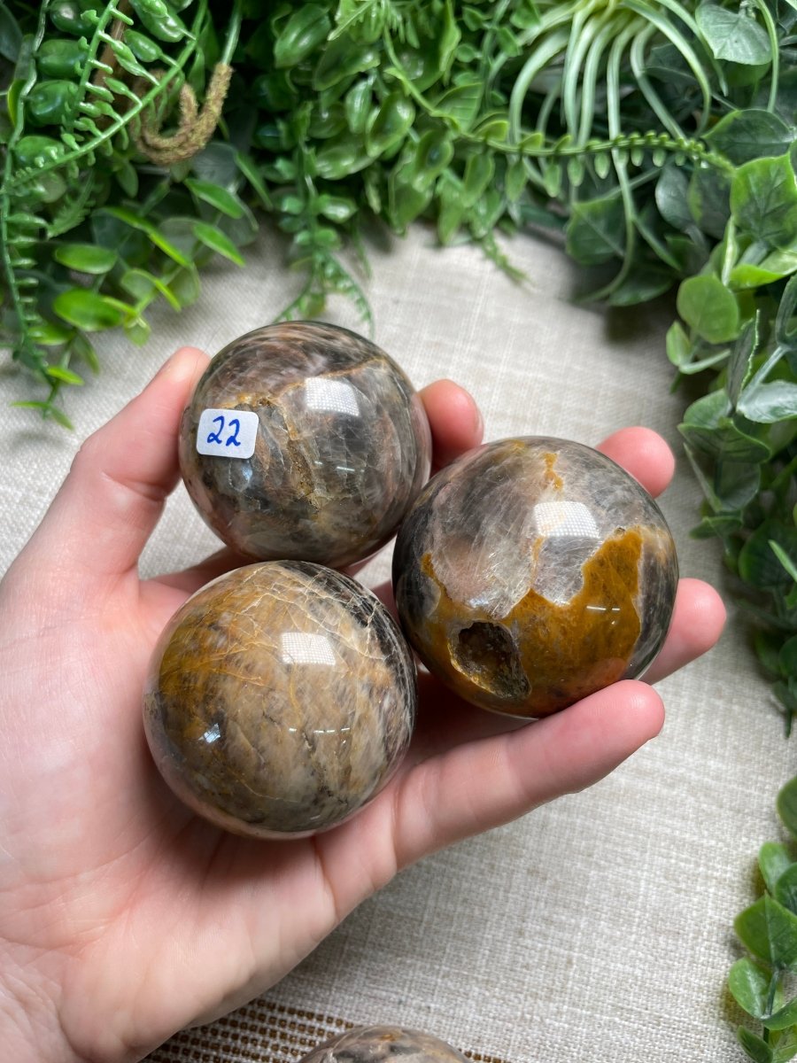 Black Moonstone Sphere | Copper Ashes