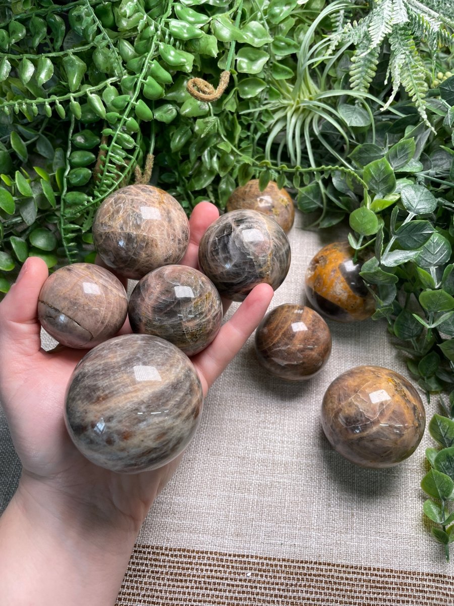 Black Moonstone Sphere | Copper Ashes