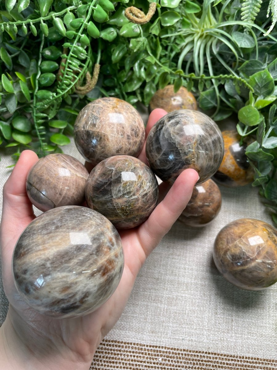 Black Moonstone Sphere | Copper Ashes
