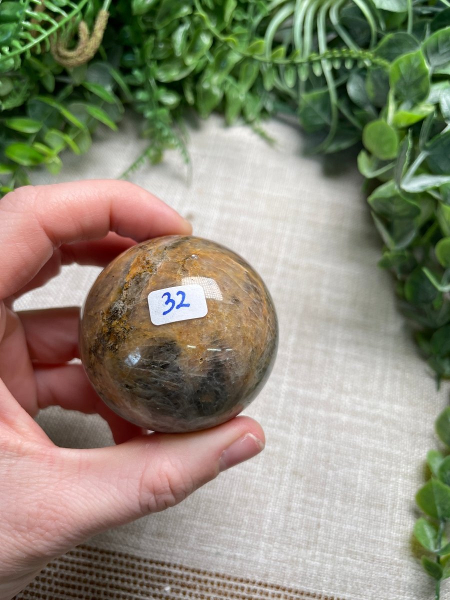 Black Moonstone Sphere | Copper Ashes