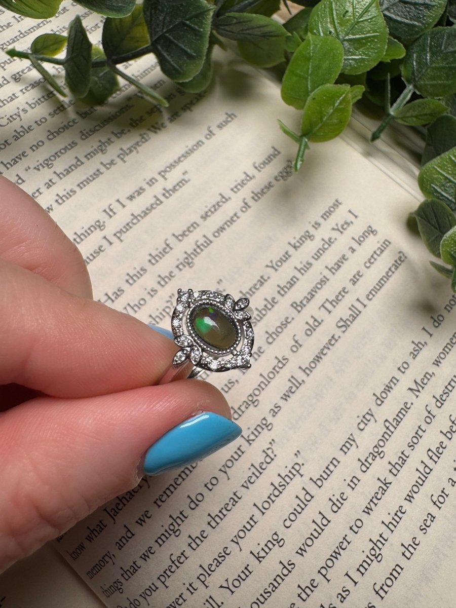 Black Opal Adjustable Ring | Copper Ashes