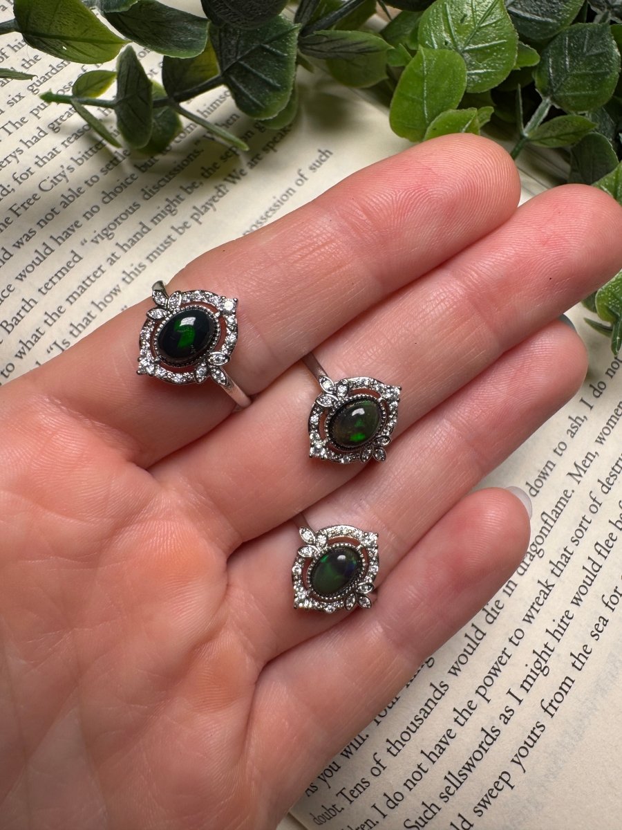 Black Opal Adjustable Ring | Copper Ashes