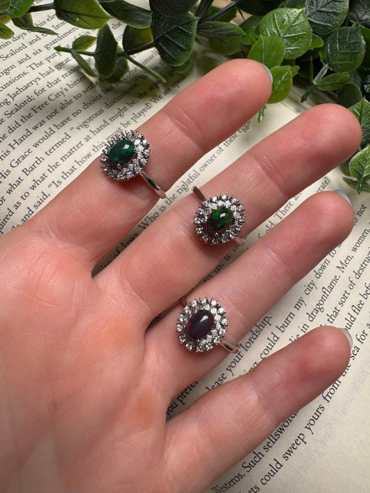 Black Opal Adjustable Ring | Copper Ashes
