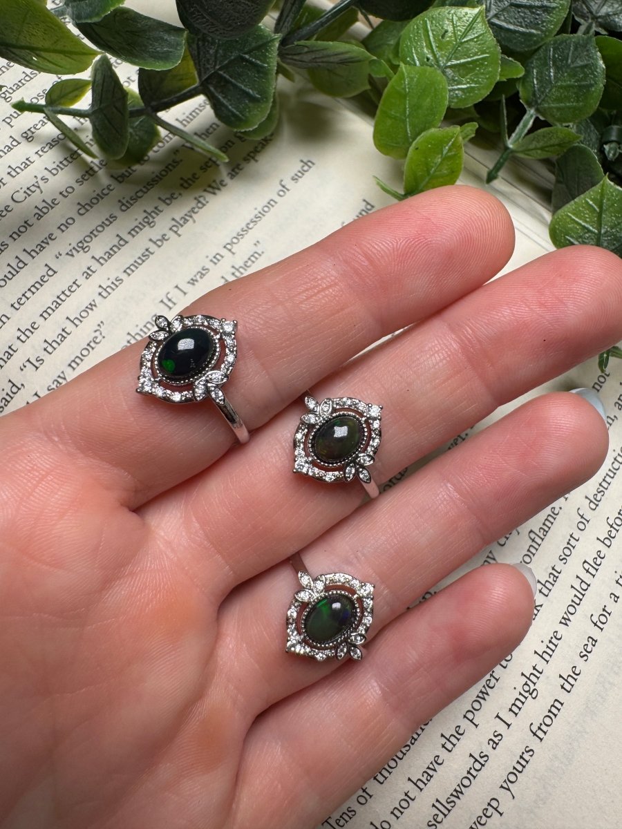Black Opal Adjustable Ring | Copper Ashes
