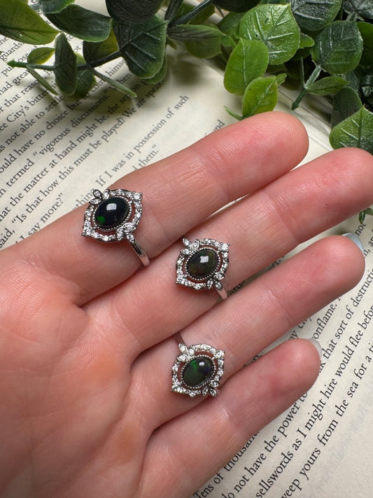 Black Opal Adjustable Ring | Copper Ashes