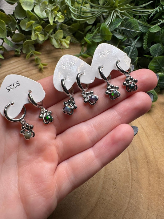 Black Opal Paw Print Huggie Earrings | Copper Ashes