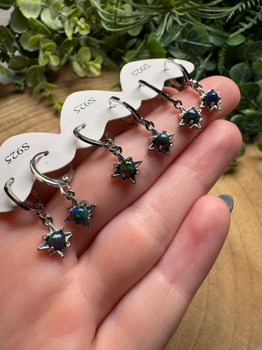 Black Opal Star Huggie Earrings | Copper Ashes