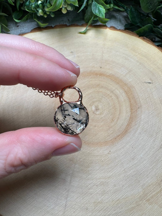 Black Rutile Quartz Necklace | Copper Ashes