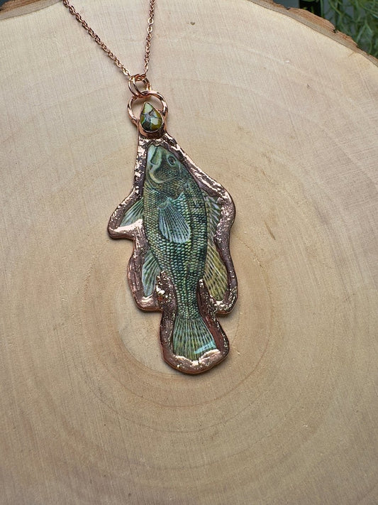 Black Sea Bass and Turquoise Necklace | Copper Ashes