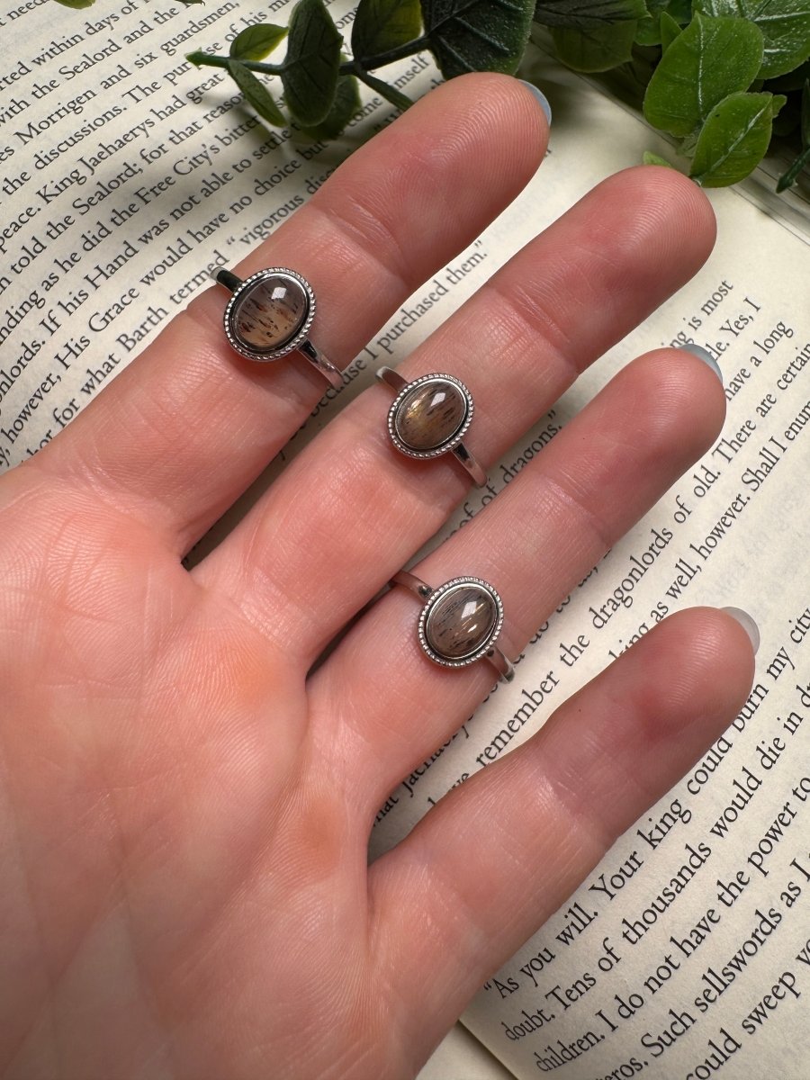 Black Sunstone Adjustable Ring | Copper Ashes