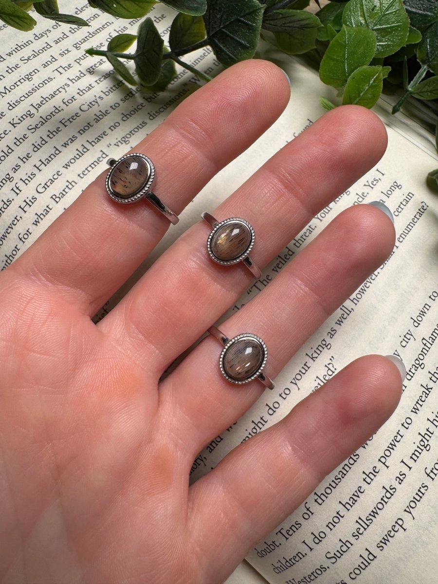 Black Sunstone Adjustable Ring | Copper Ashes