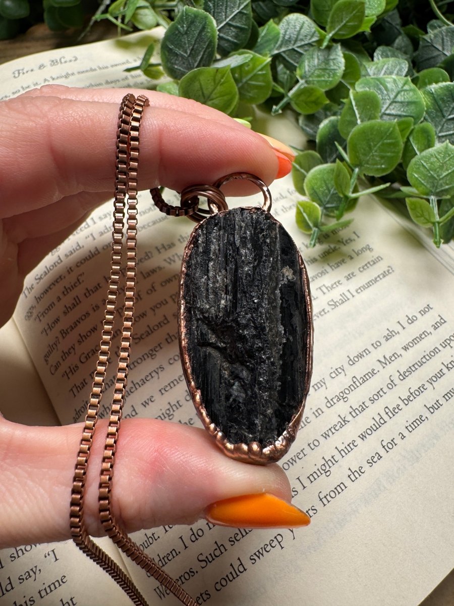 Black Tourmaline Necklace | Copper Ashes