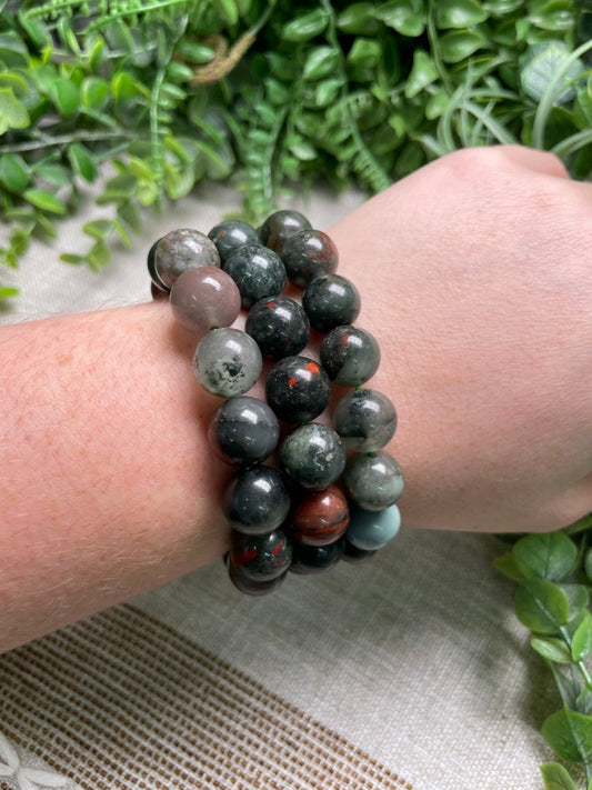 Bloodstone 12mm Beaded Bracelet | Copper Ashes
