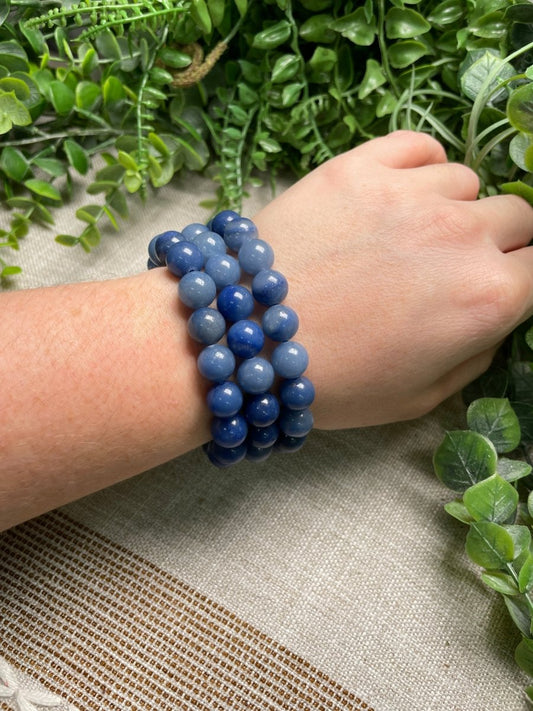 Blue Aventurine 10mm Beaded Bracelet | Copper Ashes