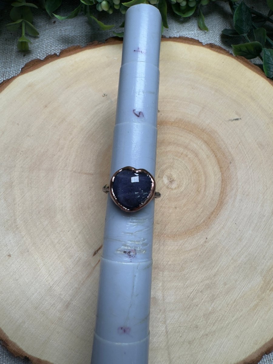 Blue Aventurine Heart Ring Size 6 | Copper Ashes