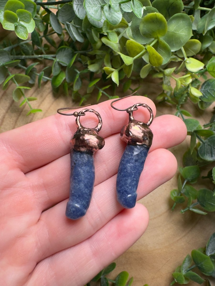 Blue Aventurine Penis Earrings | Copper Ashes