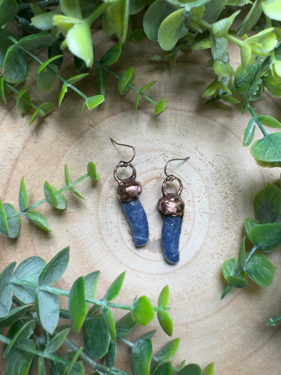 Blue Aventurine Penis Earrings | Copper Ashes