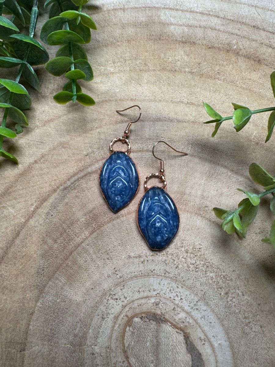 Blue Aventurine Yoni Earrings | Copper Ashes