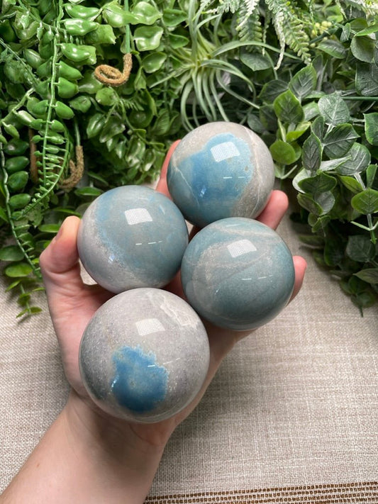 Blue Jasper Sphere | Copper Ashes