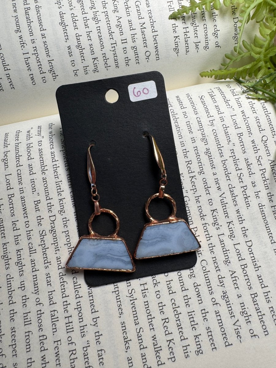 Blue Lace Agate Earrings | Copper Ashes