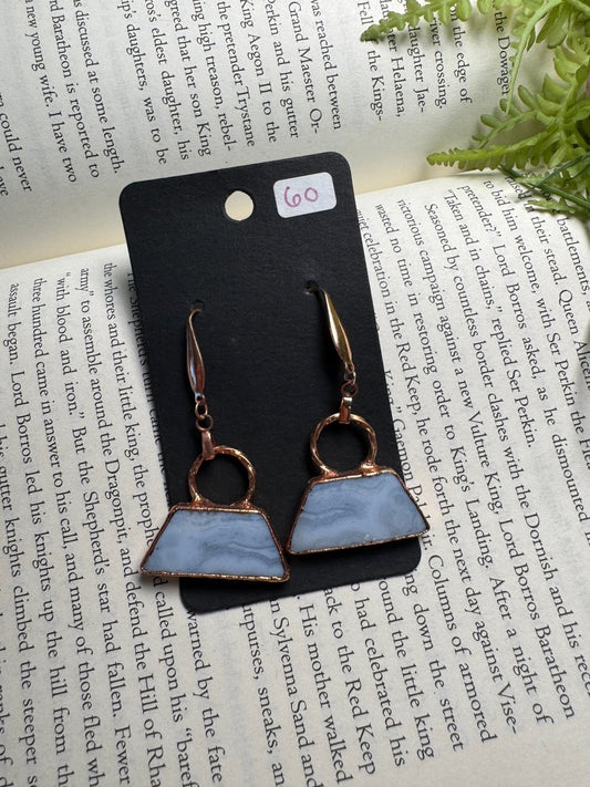 Blue Lace Agate Earrings | Copper Ashes