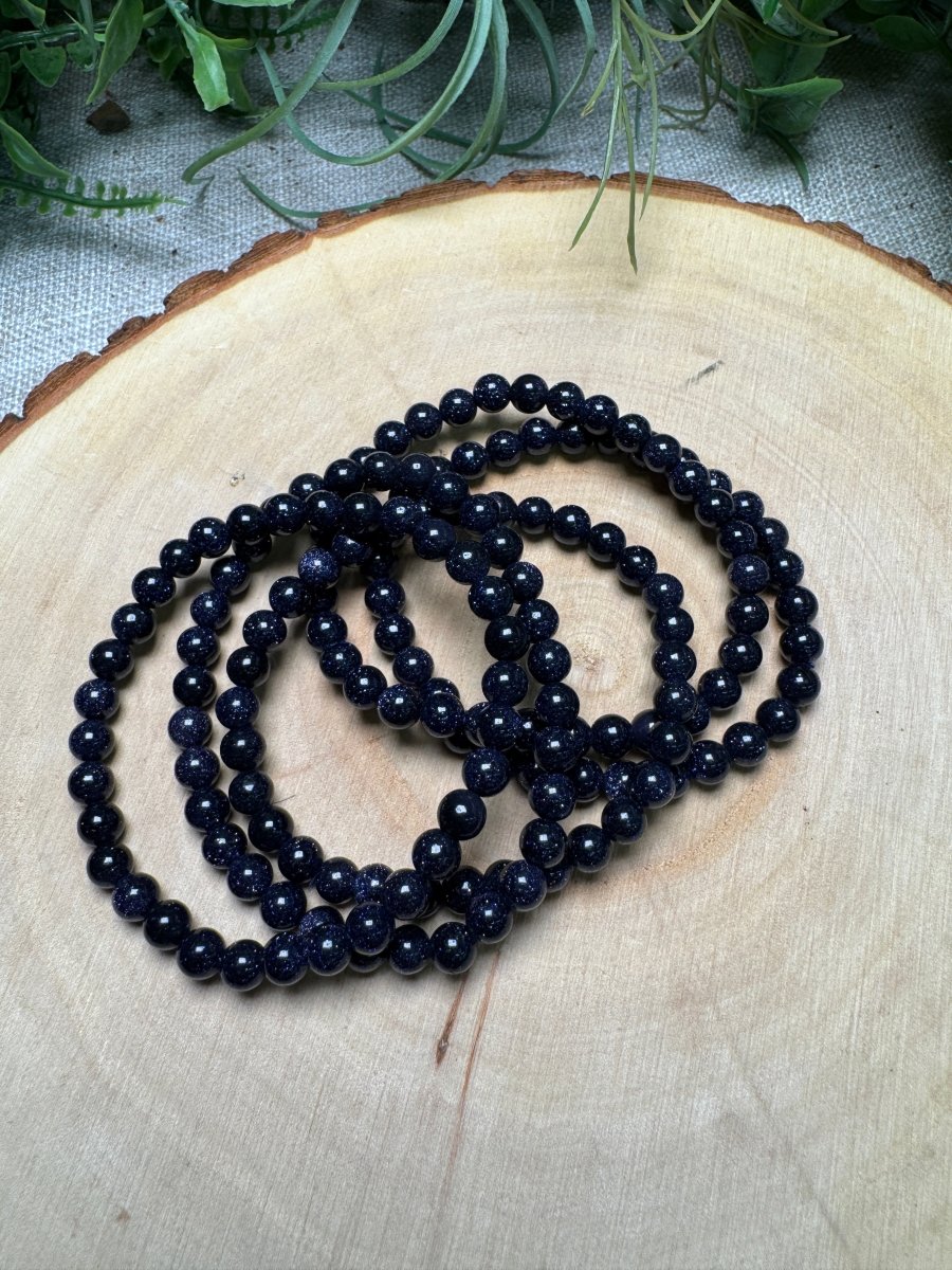 Blue Sandstone 6mm Beaded Bracelet | Copper Ashes