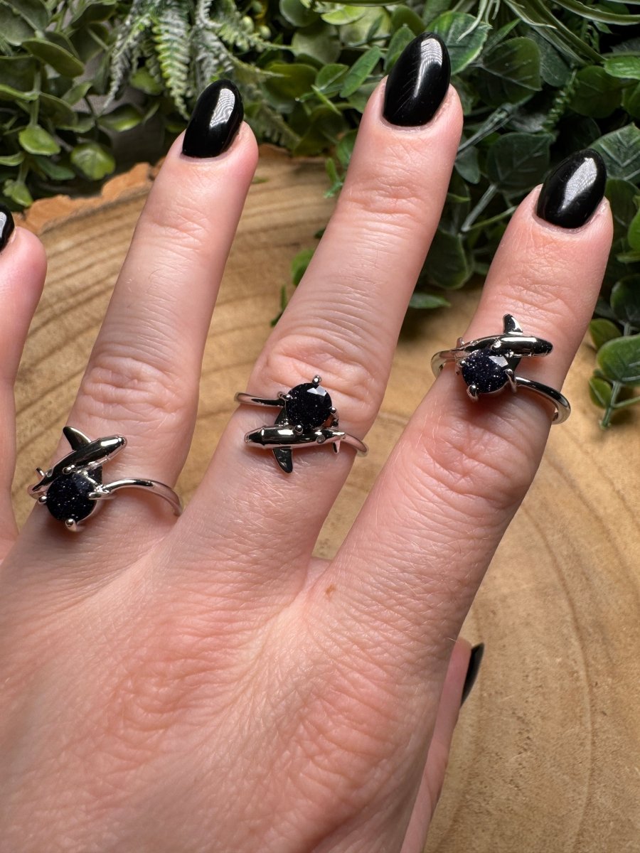 Blue Sandstone Dolphin Ring Adjustable | Copper Ashes