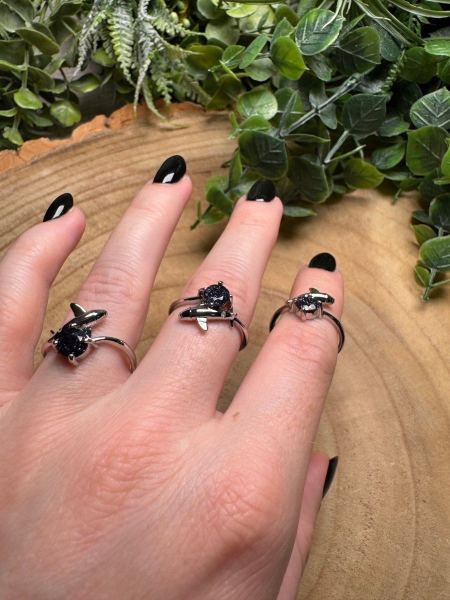 Blue Sandstone Dolphin Ring Adjustable | Copper Ashes