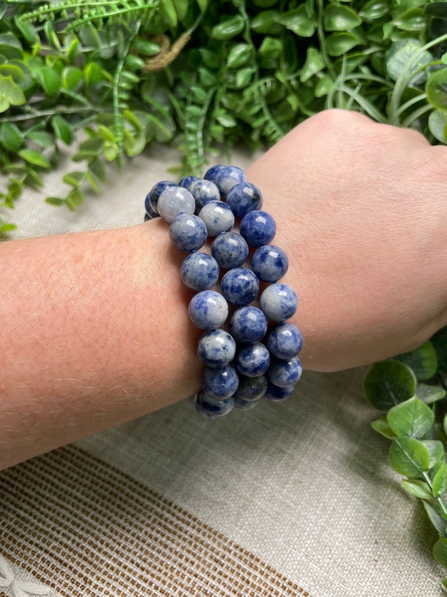 Blue Spotstone Jasper 10mm Beaded Bracelet | Copper Ashes