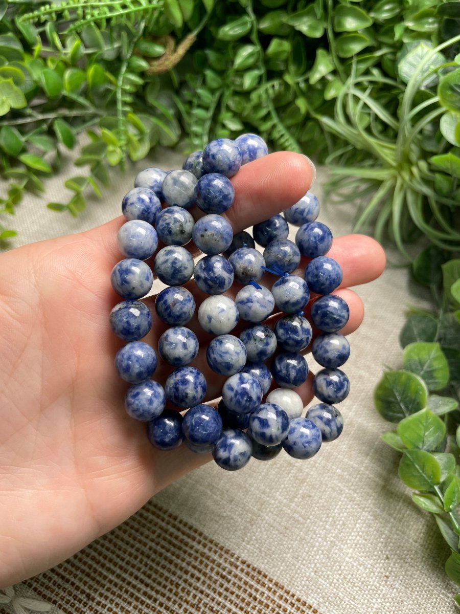 Blue Spotstone Jasper 10mm Beaded Bracelet | Copper Ashes