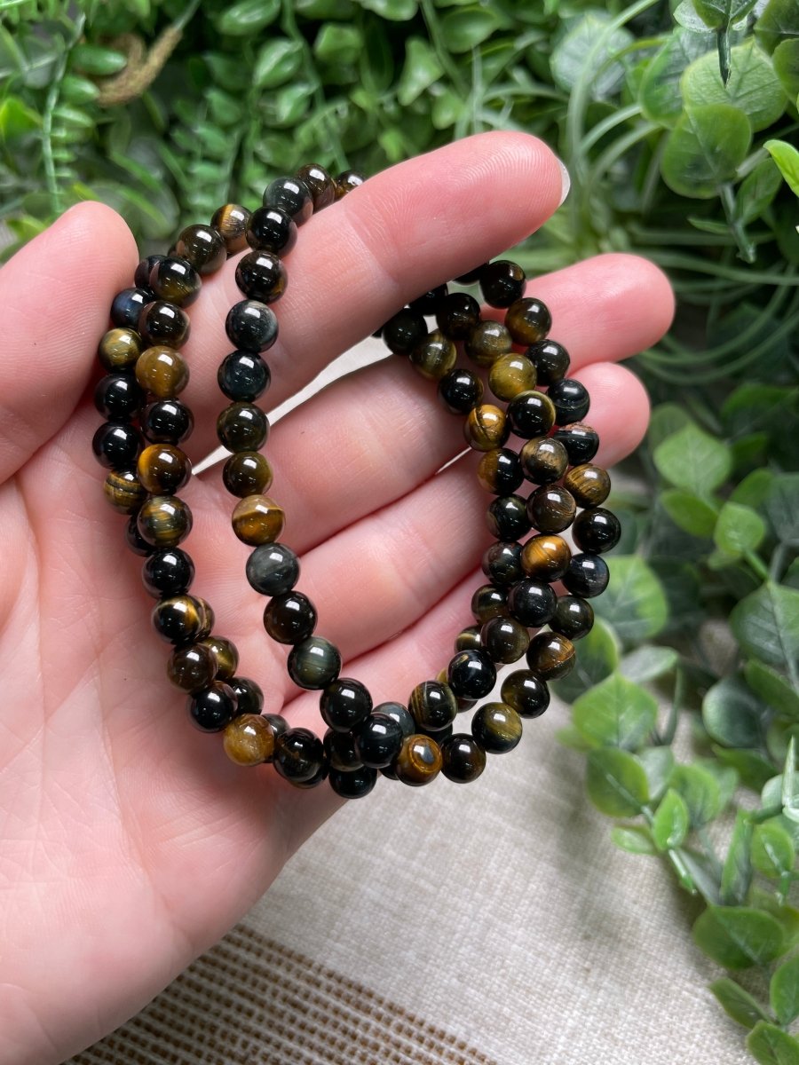 Blue Tigers Eye 6mm Beaded Bracelet | Copper Ashes
