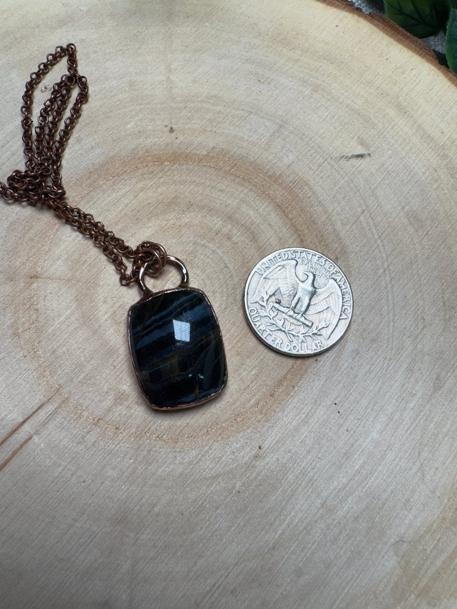 Blue Tigers Eye Necklace | Copper Ashes