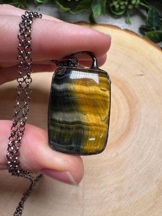 Blue Tigers Eye Necklace | Copper Ashes