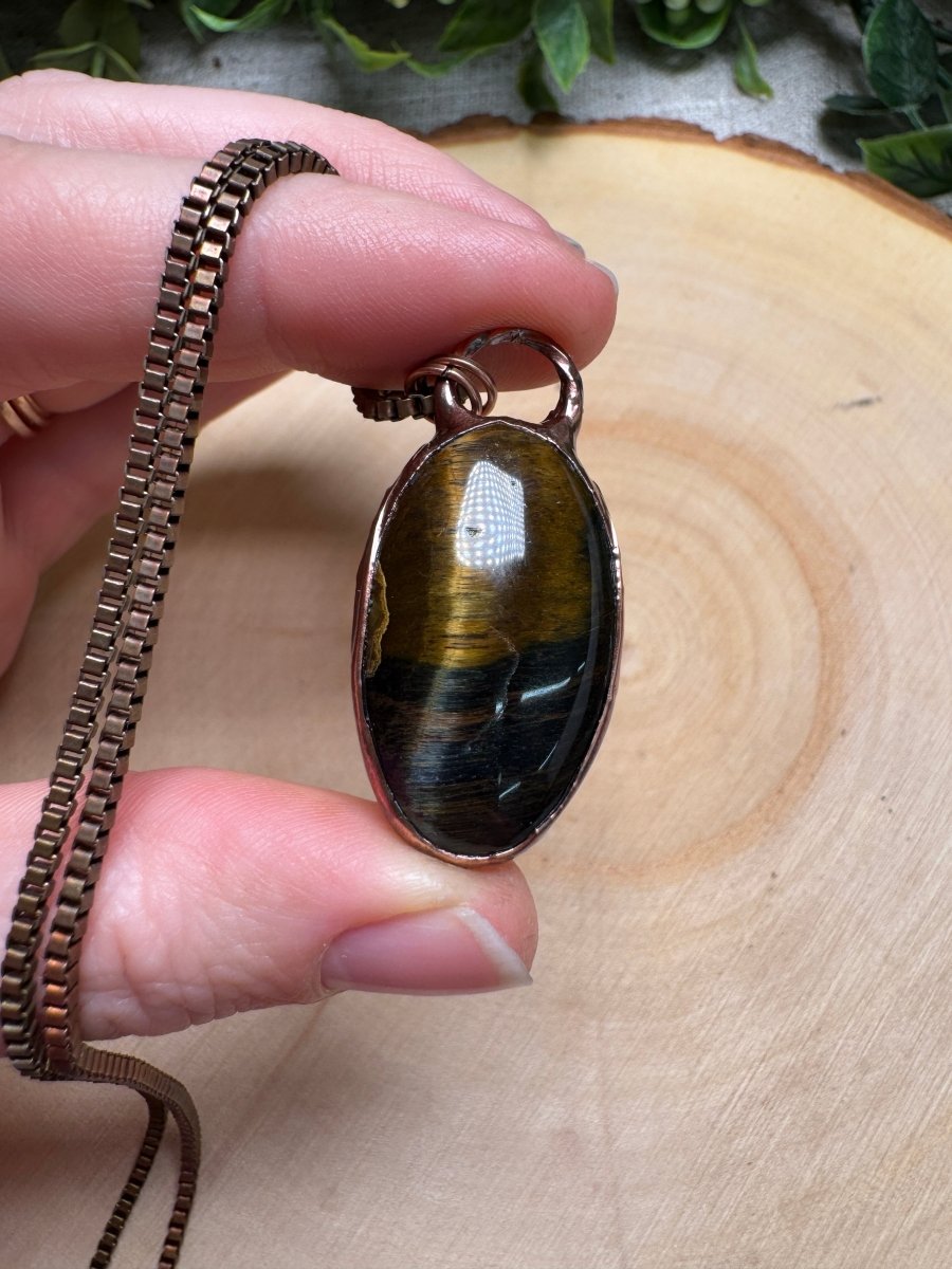 Blue Tigers Eye Necklace | Copper Ashes