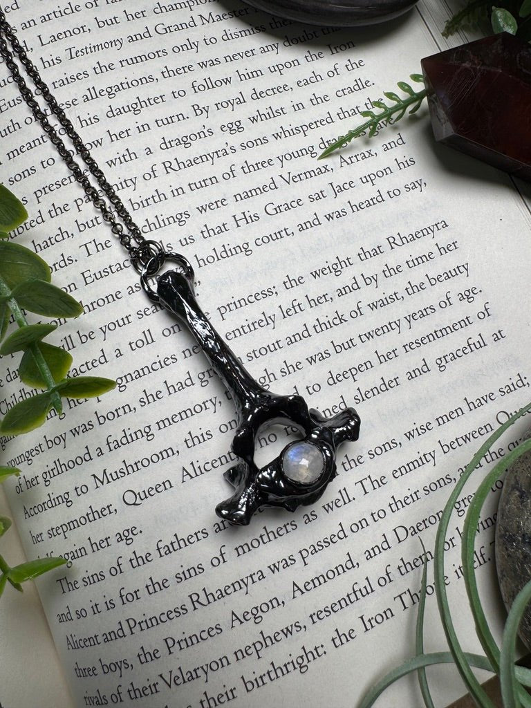 Bone and Moonstone Necklace | Copper Ashes