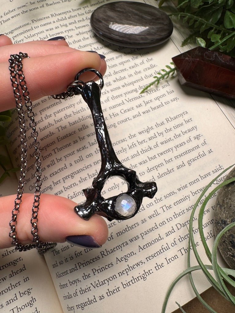 Bone and Moonstone Necklace | Copper Ashes