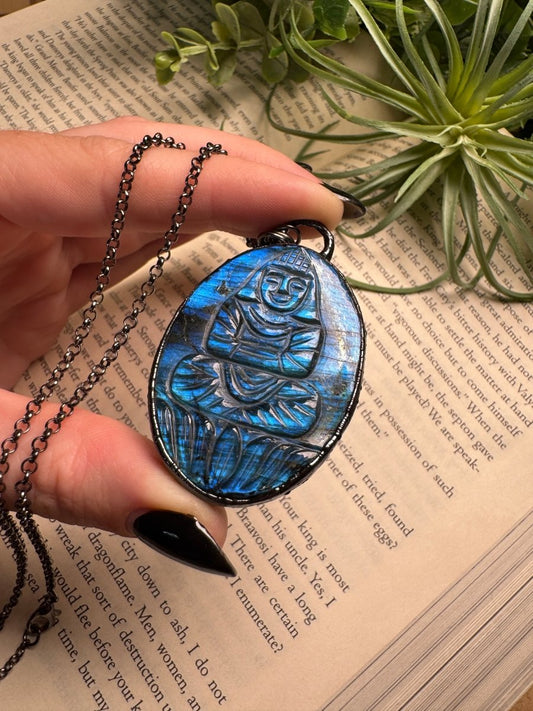Buddha Labradorite Necklace | Copper Ashes