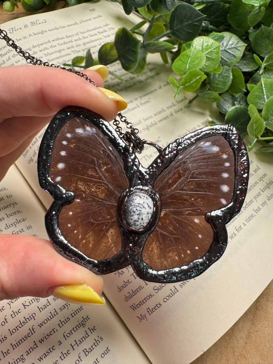 Butterfly and Dendritic Jade Necklace | Copper Ashes