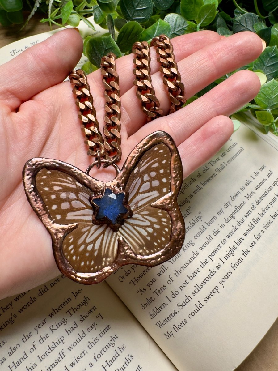 Butterfly and Labradorite Necklace | Copper Ashes