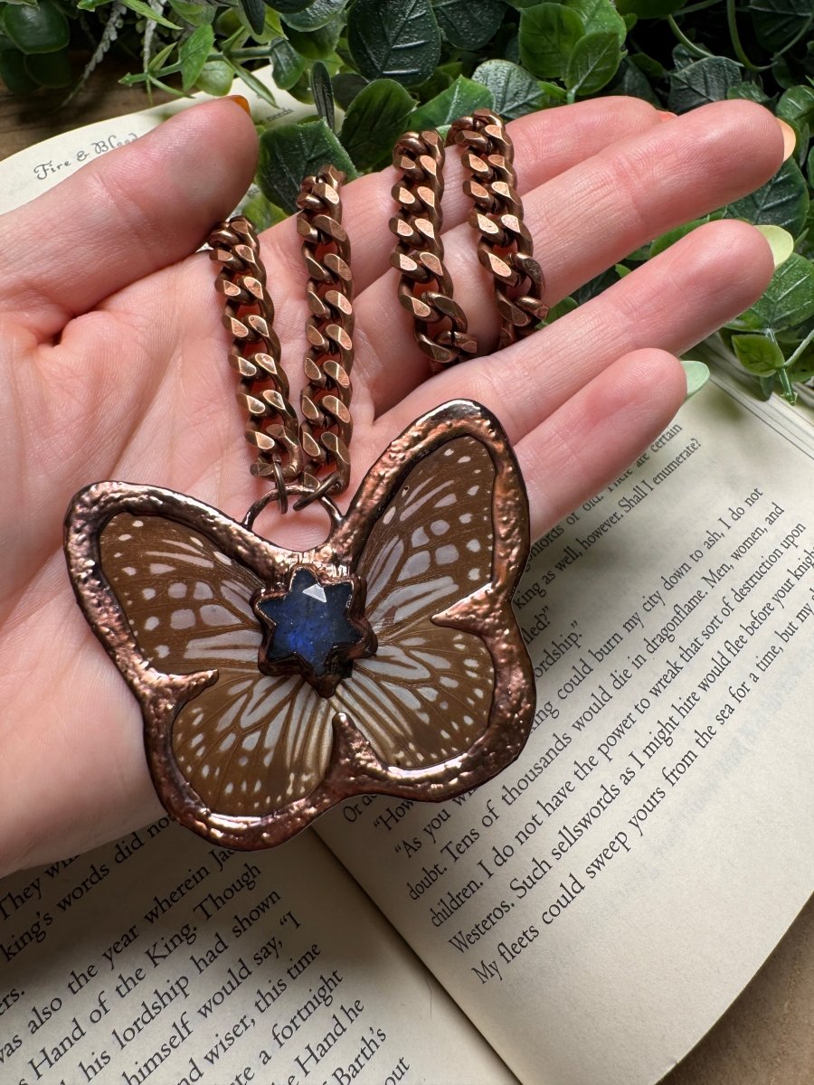 Butterfly and Labradorite Necklace | Copper Ashes