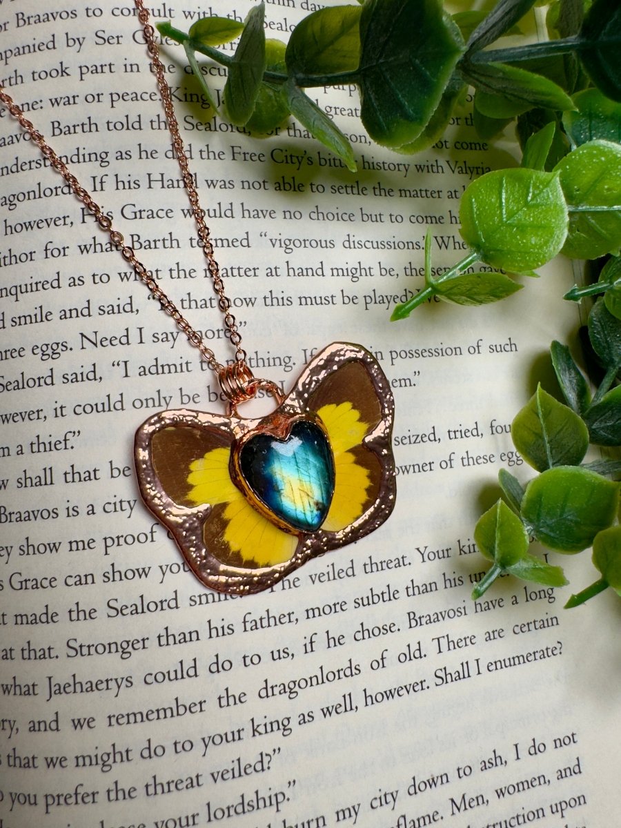 Butterfly and Labradorite Necklace | Copper Ashes