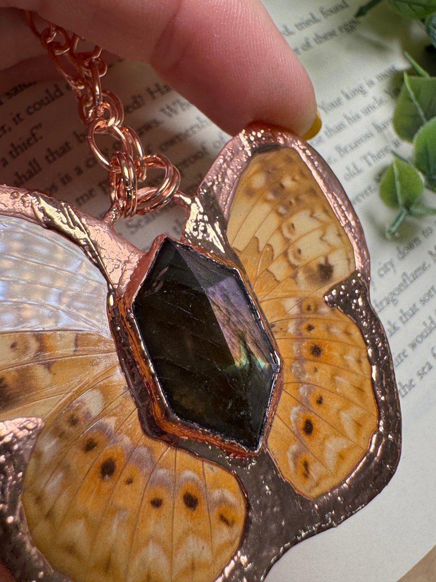 Butterfly and Labradorite Necklace | Copper Ashes