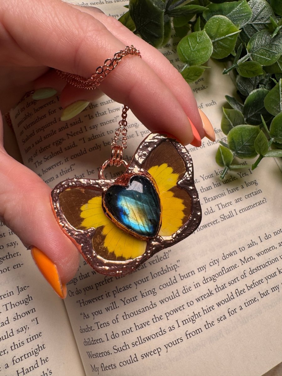 Butterfly and Labradorite Necklace | Copper Ashes