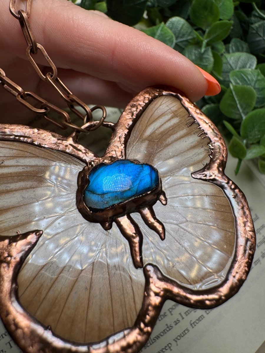 Butterfly and Labradorite Necklace | Copper Ashes