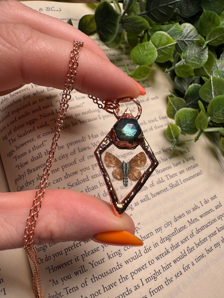 Butterfly and Labradorite Necklace | Copper Ashes